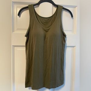 Amazon olive built in bra tank top, XL.